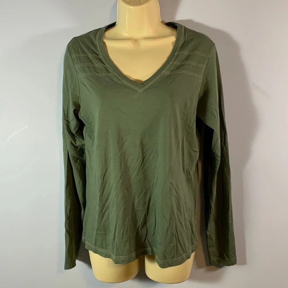 Kühl size large green v neck long sleeve shirt base layer Arabella